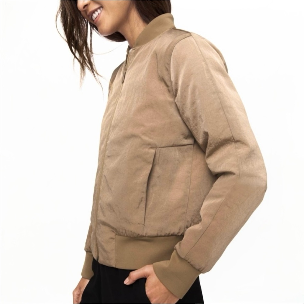 Lululemon Reversible Insulated Non-Stop Cotton Bomber Jacket Artifact brown sz 4 - Picture 6 of 16